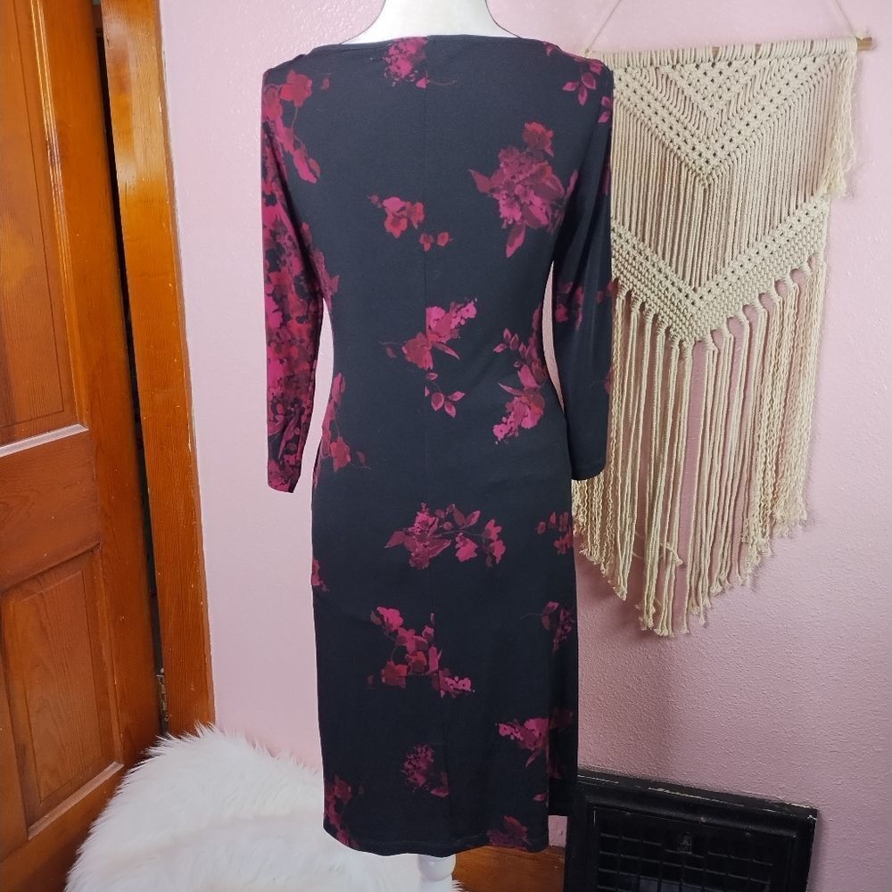 Lauren Ralph Lauren | Vintage Floral Stretch Midi Dress 6 - Picture 4 of 6